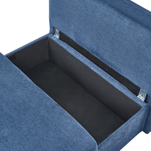 Modulo sedia Tessuto blu Sedia letto a 1 posto con schienale ribaltabile e contenitore