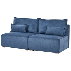 Divano componibile in tessuto blu imbottito con funzione letto e contenitore Stile minimalista