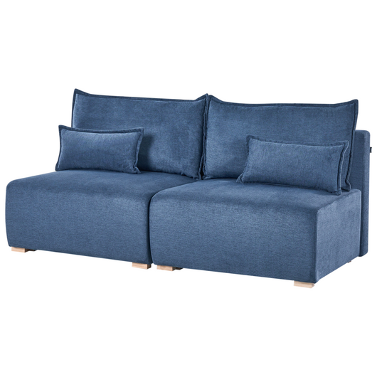 Divano componibile in tessuto blu imbottito con funzione letto e contenitore Stile minimalista