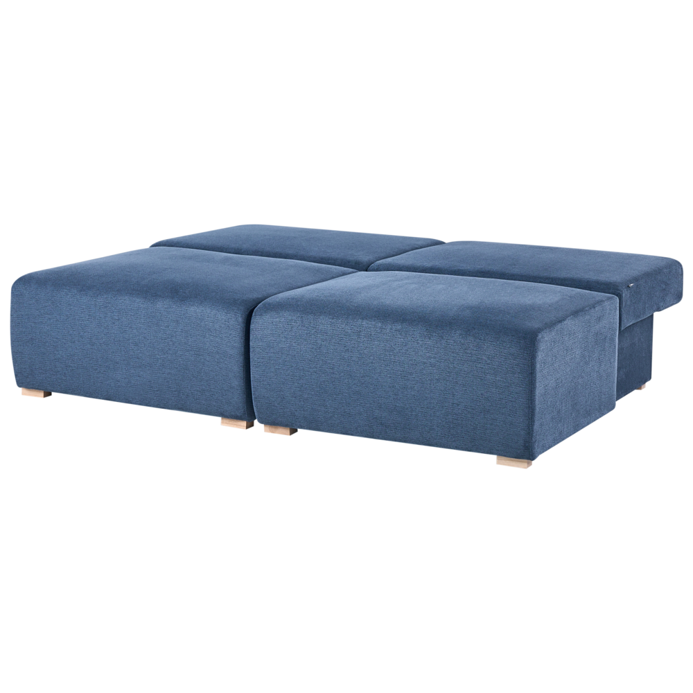 Divano componibile in tessuto blu imbottito con funzione letto e contenitore Stile minimalista