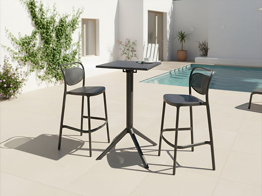 Tavolo da bistrot nero Materiale sintetico 60 x 60 cm Ribaltabile Resistente da esterno Tavolo da balcone