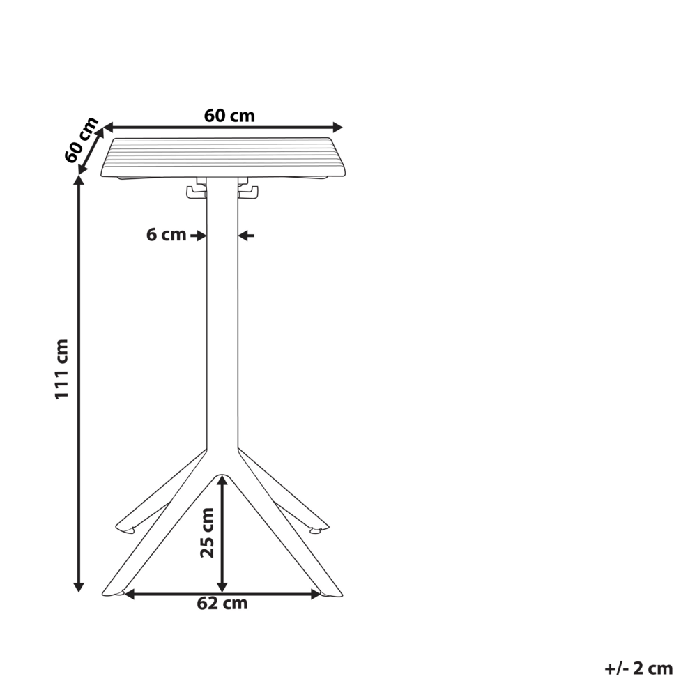 Tavolo da bistrot nero Materiale sintetico 60 x 60 cm Ribaltabile Resistente da esterno Tavolo da balcone