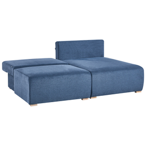 Divano angolare modulare sinistro in tessuto blu imbottito con funzione letto e contenitore Stile minimalista