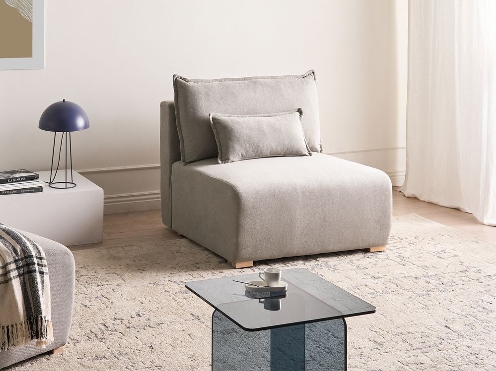 Poltrona modulare Modulo 1 posto Sedia letto con schienale ribaltabile e contenitore tessuto grigio