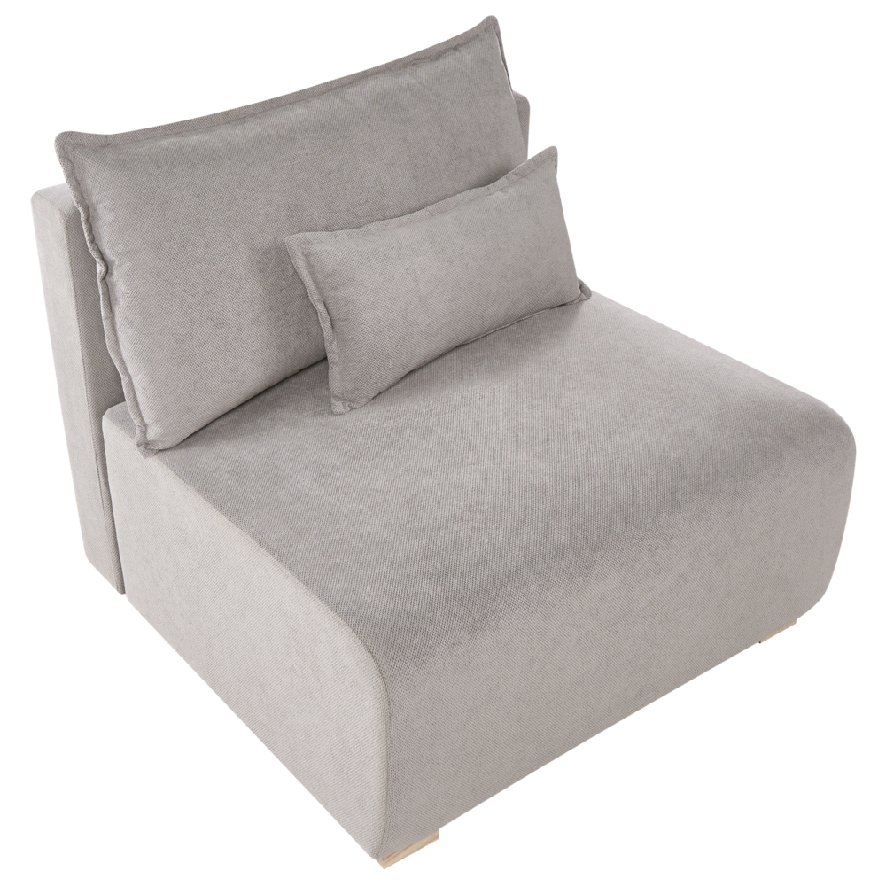 Poltrona modulare Modulo 1 posto Sedia letto con schienale ribaltabile e contenitore tessuto grigio