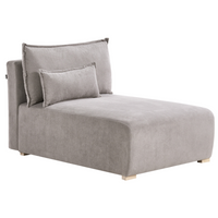 Chaise longue grigio in tessuto con cuscino, stile minimalista