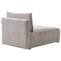Chaise longue grigio in tessuto con cuscino, stile minimalista