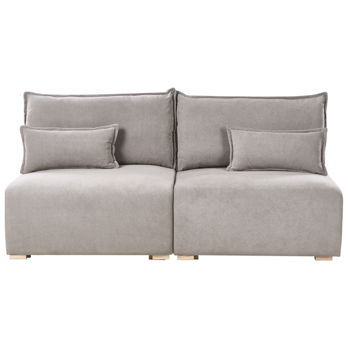 Divano componibile in tessuto grigio imbottito con funzione letto e contenitore Stile minimalista