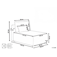 Chaise longue grigio in tessuto con cuscino, stile minimalista