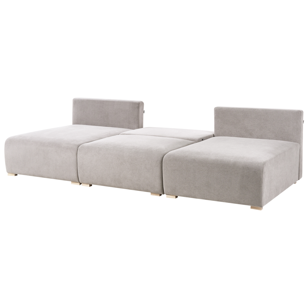 Divano modulare a U tessuto grigio con funzione letto e contenitore Stile minimalista