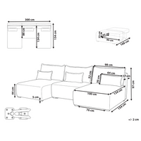 Divano modulare a U tessuto grigio con funzione letto e contenitore Stile minimalista