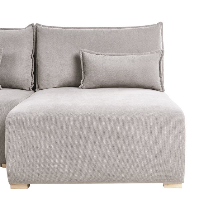 Divano modulare a U tessuto grigio con funzione letto e contenitore Stile minimalista