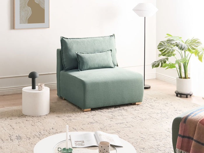 Poltrona modulare Modulo 1 posto Sedia letto con schienale ribaltabile e contenitore tessuto verde chiaro