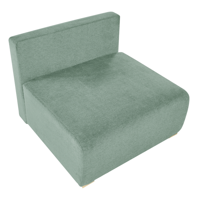 Poltrona modulare Modulo 1 posto Sedia letto con schienale ribaltabile e contenitore tessuto verde chiaro