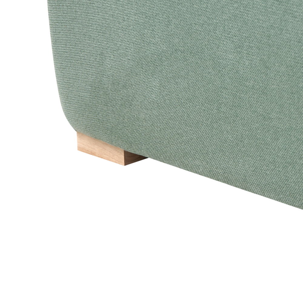 Chaise longue verde chiaro in tessuto con cuscino, stile minimalista