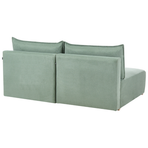 Divano componibile in tessuto verde chiaro imbottito con funzione letto e contenitore lato sinistro Stile minimalista