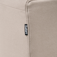 Divano stile moderno a 3 posti in ecopelle con poggiatesta regolabile e gambe in metallo tortora