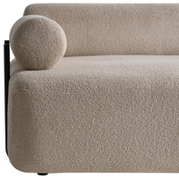 Divano a 2 posti tessuto beige elementi morbidi neri stile moderno soggiorno