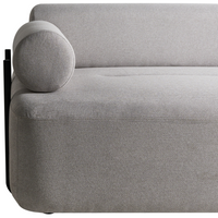 Divano a 2 posti tessuto grigio chiaro elementi morbidi neri stile moderno soggiorno