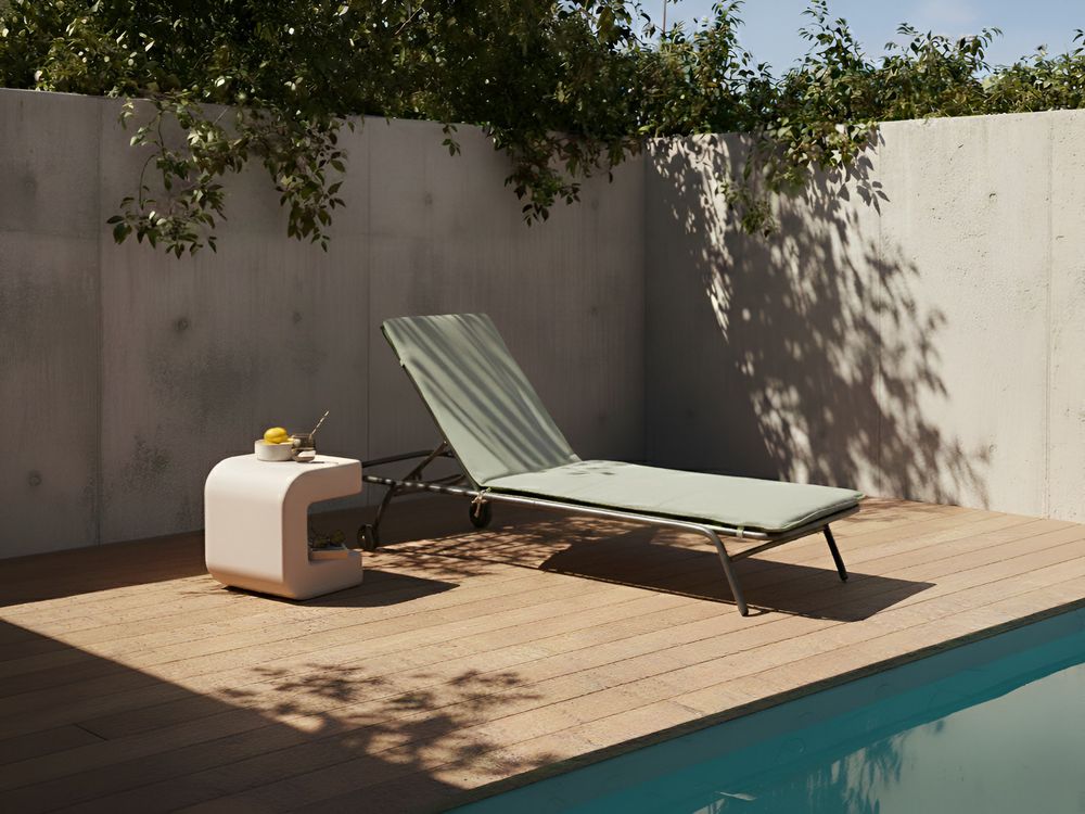 Sdraio da giardino Verde Struttura in acciaio Tessuto olefinico Resistente alle intemperie Reclinabile Moderna