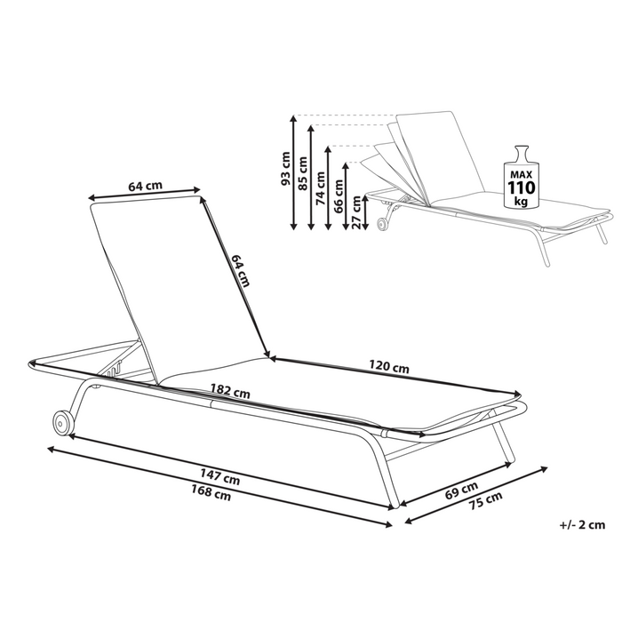 Sdraio da giardino Verde Struttura in acciaio Tessuto olefinico Resistente alle intemperie Reclinabile Moderna