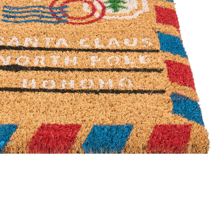 Zerbino in fibra di cocco naturale con fondo in gomma 40 x 60 cm Motivo natalizio Cartolina di Natale Antiscivolo