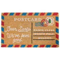 Zerbino in fibra di cocco naturale con fondo in gomma 50 x 80 cm Motivo natalizio Cartolina di Natale Antiscivolo