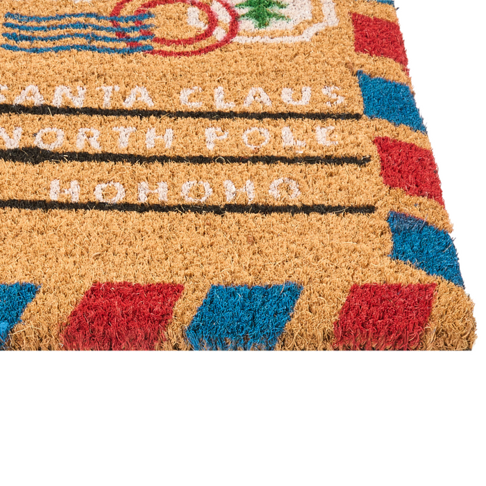 Zerbino in fibra di cocco naturale con fondo in gomma 50 x 80 cm Motivo natalizio Cartolina di Natale Antiscivolo