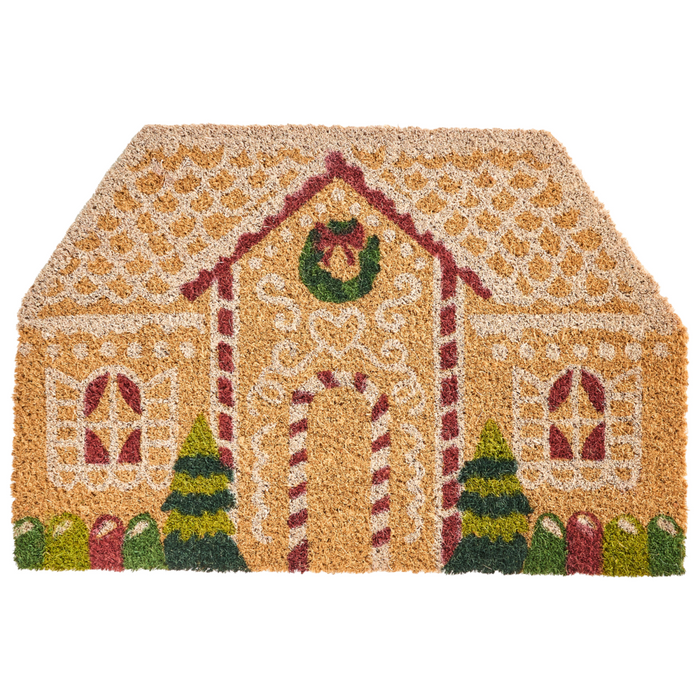 Zerbino in fibra di cocco naturale con fondo in gomma 40 x 60 cm Motivo natalizio Cartolina di Natale Antiscivolo