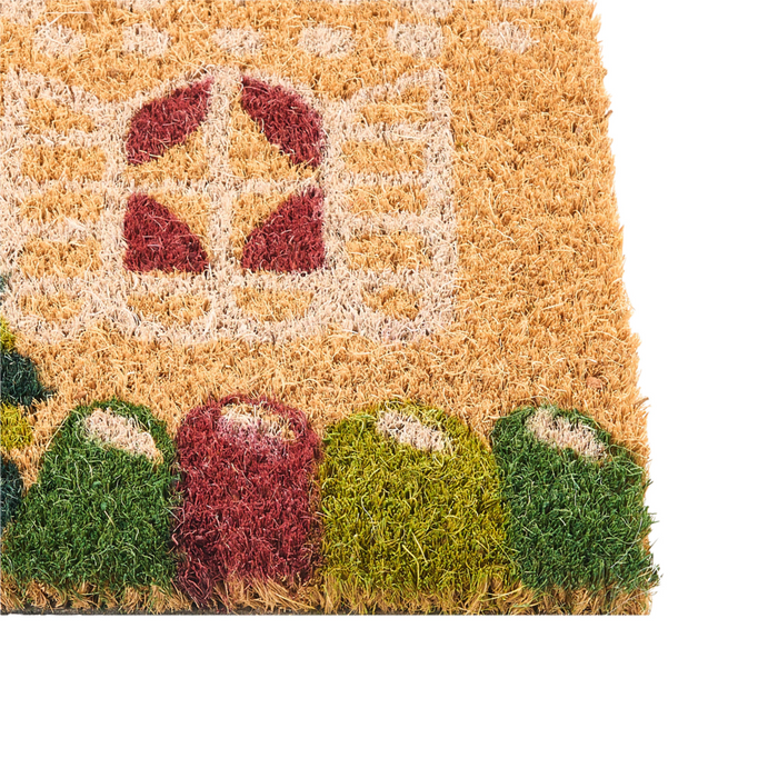 Zerbino in fibra di cocco naturale con fondo in gomma 40 x 60 cm Motivo natalizio Cartolina di Natale Antiscivolo