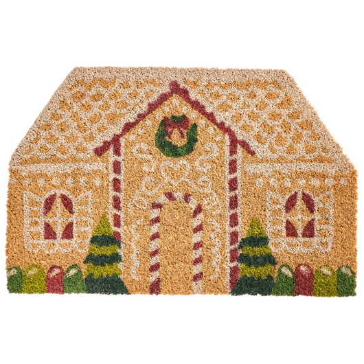 Zerbino in fibra di cocco naturale con fondo in gomma 45 x 75 cm Motivo natalizio Cartolina di Natale Antiscivolo