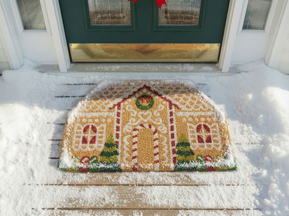 Zerbino in fibra di cocco naturale con fondo in gomma 50 x 80 cm Motivo natalizio Cartolina di Natale Antiscivolo