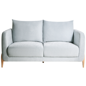 Divano a 2 posti Rivestimento in ciniglia azzurro Gambe in legno con braccioli Angolo lettura soggiorno Stile scandinavo moderno