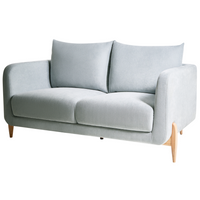 Divano a 2 posti Rivestimento in ciniglia azzurro Gambe in legno con braccioli Angolo lettura soggiorno Stile scandinavo moderno