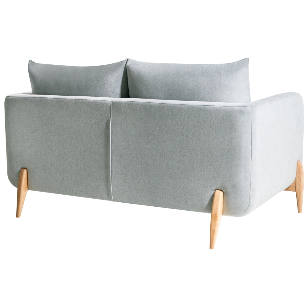 Divano a 2 posti Rivestimento in ciniglia azzurro Gambe in legno con braccioli Angolo lettura soggiorno Stile scandinavo moderno