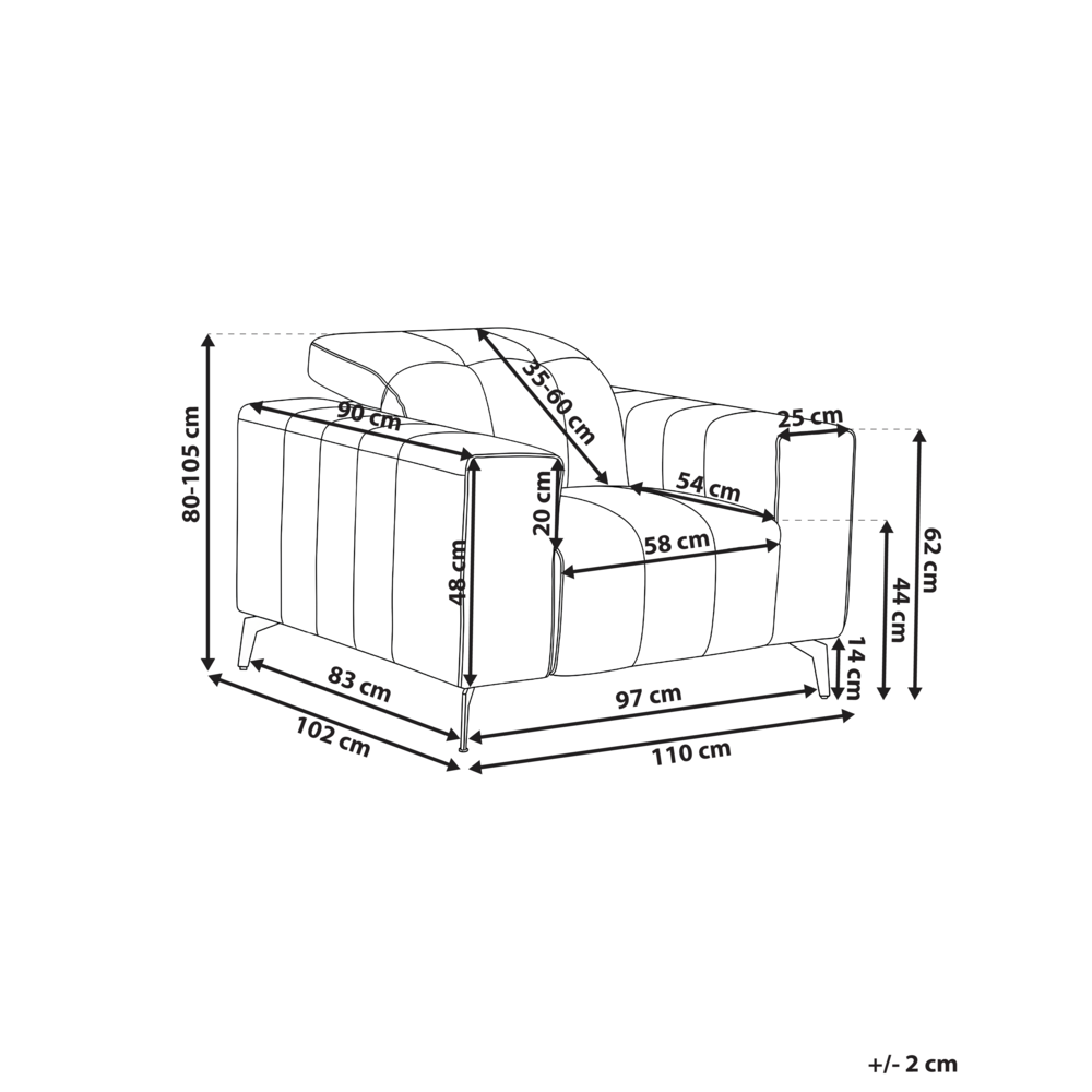 Poltrona in ecopelle tortora con poggiatesta regolabile e gambe in metallo stile moderno