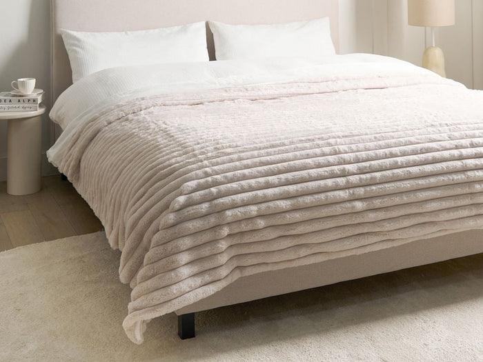 Copriletto decorativo in tessuto morbido 200 x 220 cm beige  chiaro camera da letto