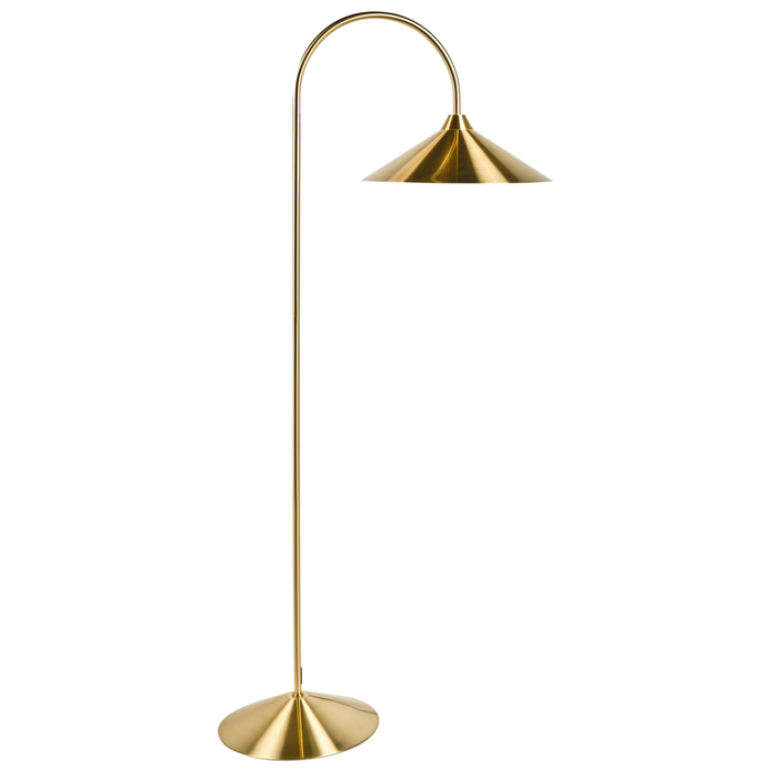 Lampada da terra con paralume e base in metallo oro in stile moderno per soggiorno e camera da letto