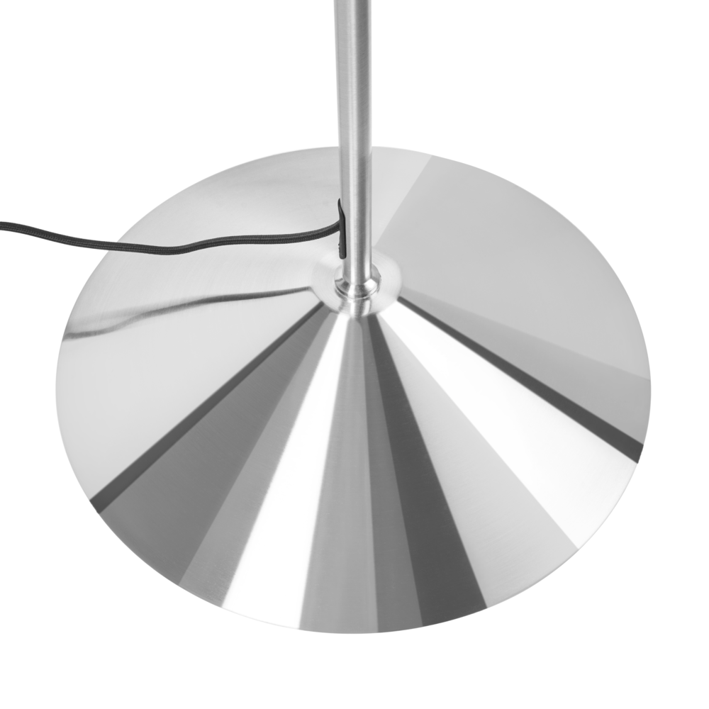 Lampada da terra con paralume e base in metallo argento in stile moderno per soggiorno e camera da letto