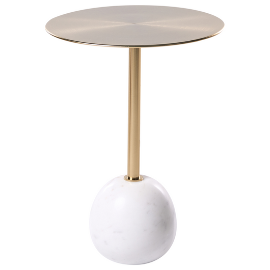 Tavolino Bianco e oro Piano in metallo Base in marmo stile Elegante Glam soggiorno Rotondo