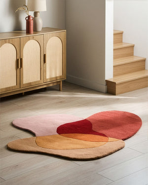 Tappeto per aree multicolore in lana 140 x 140 cm Tappeto di forma irregolare