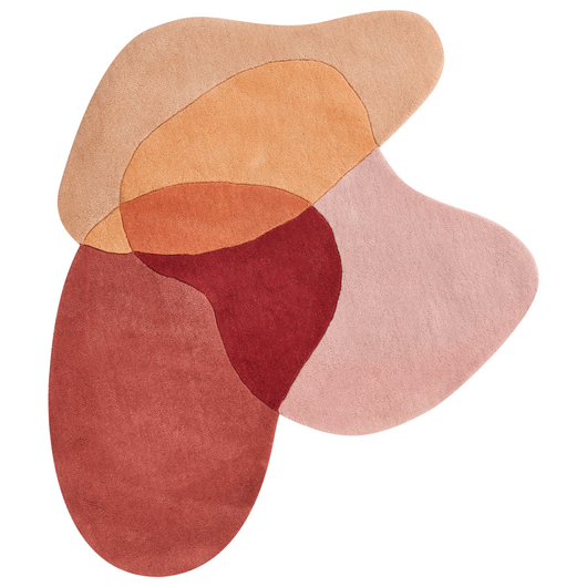 Tappeto per aree multicolore in lana 140 x 140 cm Tappeto di forma irregolare