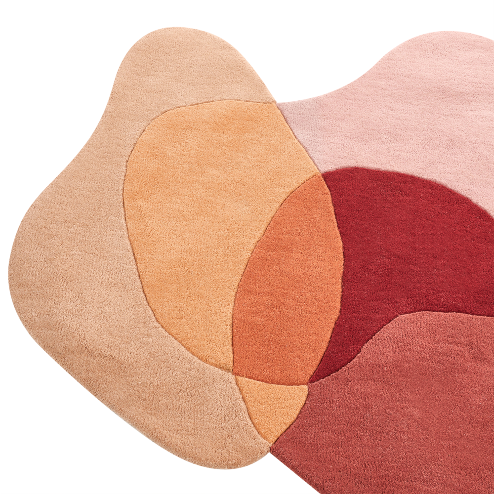 Tappeto per aree multicolore in lana 140 x 140 cm Tappeto di forma irregolare