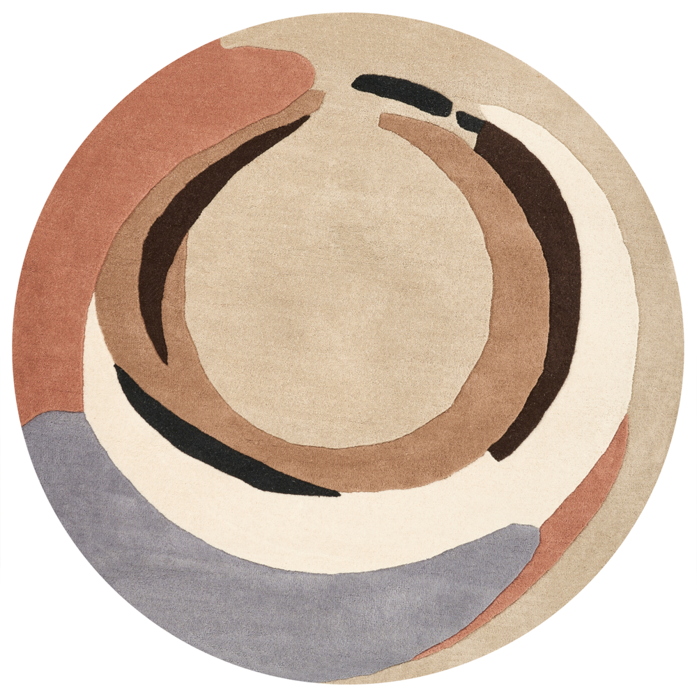 Tappeto per aree in lana multicolore ⌀ 140 cm Tappeto d'accento di forma rotonda irregolare