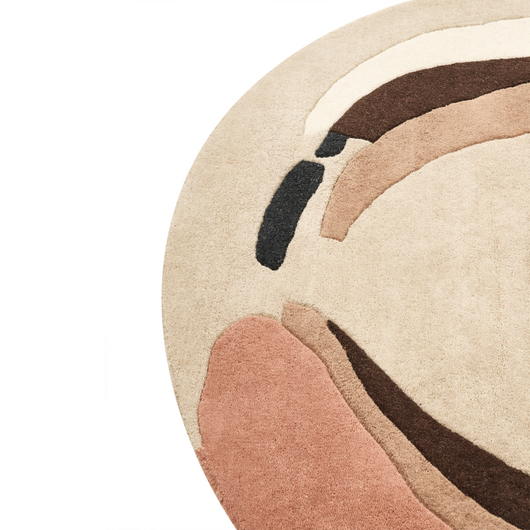 Tappeto per aree in lana multicolore ⌀ 140 cm Tappeto d'accento di forma rotonda irregolare