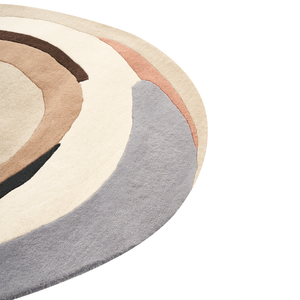 Tappeto per aree in lana multicolore ⌀ 140 cm Tappeto d'accento di forma rotonda irregolare