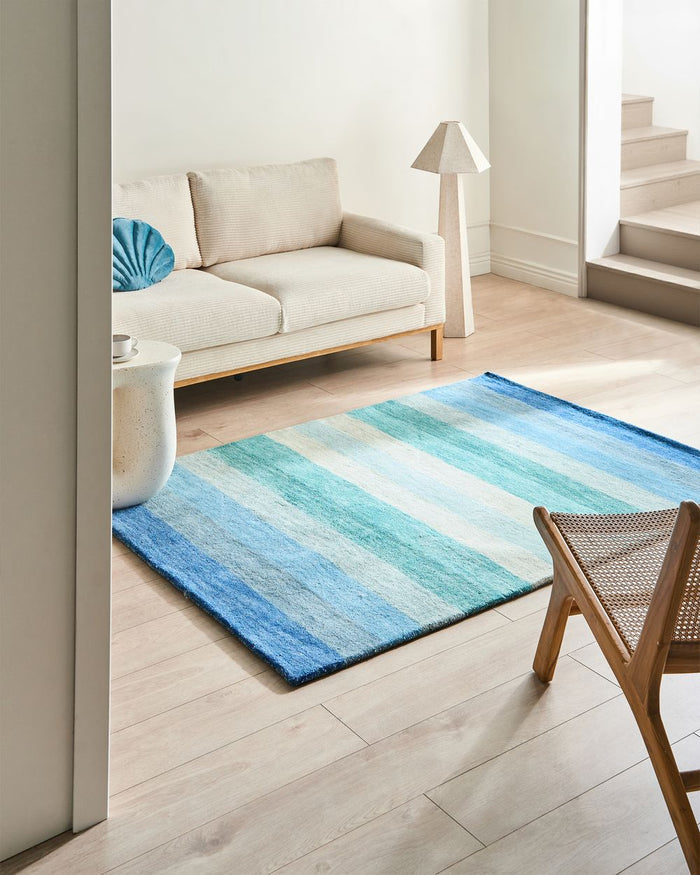 Tappeto in lana rettangolare a righe multicolore 140 x 200 cm soggiorno camera da letto