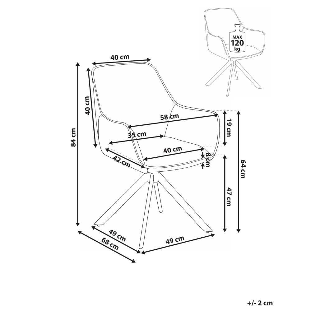Sedia da pranzo girevole in tessuto azzurro con braccioli, stile moderno scandinavo