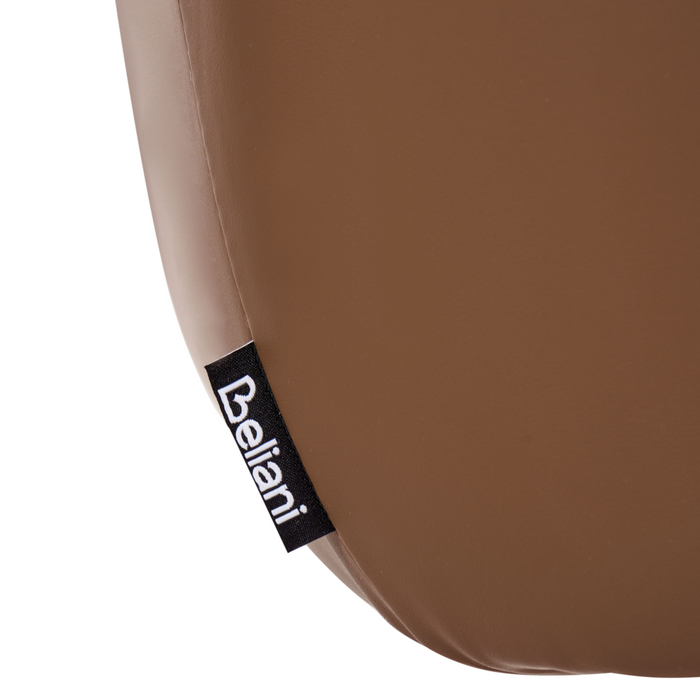 Sedia da pranzo girevole in ecopelle marrone con braccioli, stile moderno scandinavo