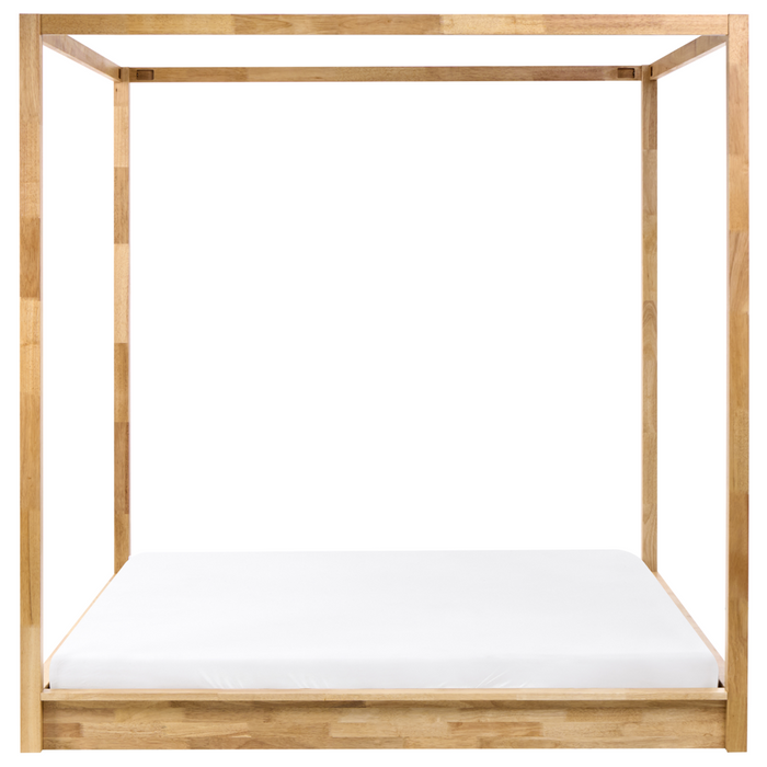 Letto in legno marrone chiaro 180 x 200 cm con baldacchino dal design minimalista